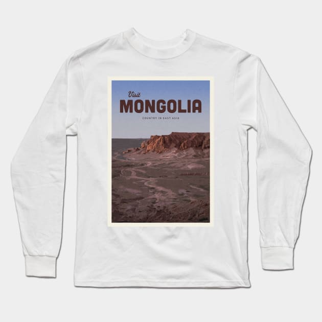 Visit Mongolia Long Sleeve T-Shirt by Mercury Club